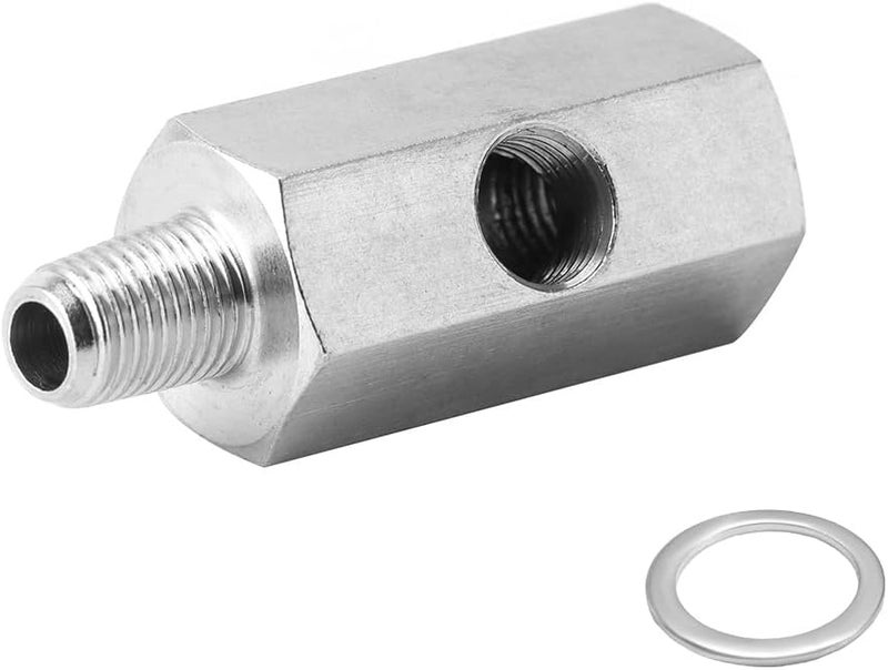 KVAEY 1/8 NPT Tee Oil Pressure Sensor Adapter, Stainless Steel Oil Pressure Sensor with 1/8 NPT Tee, Oil Pressure Gauge Fitting Turbo Supply Feed Line Connector for Cars SUVs Trucks - Image 1